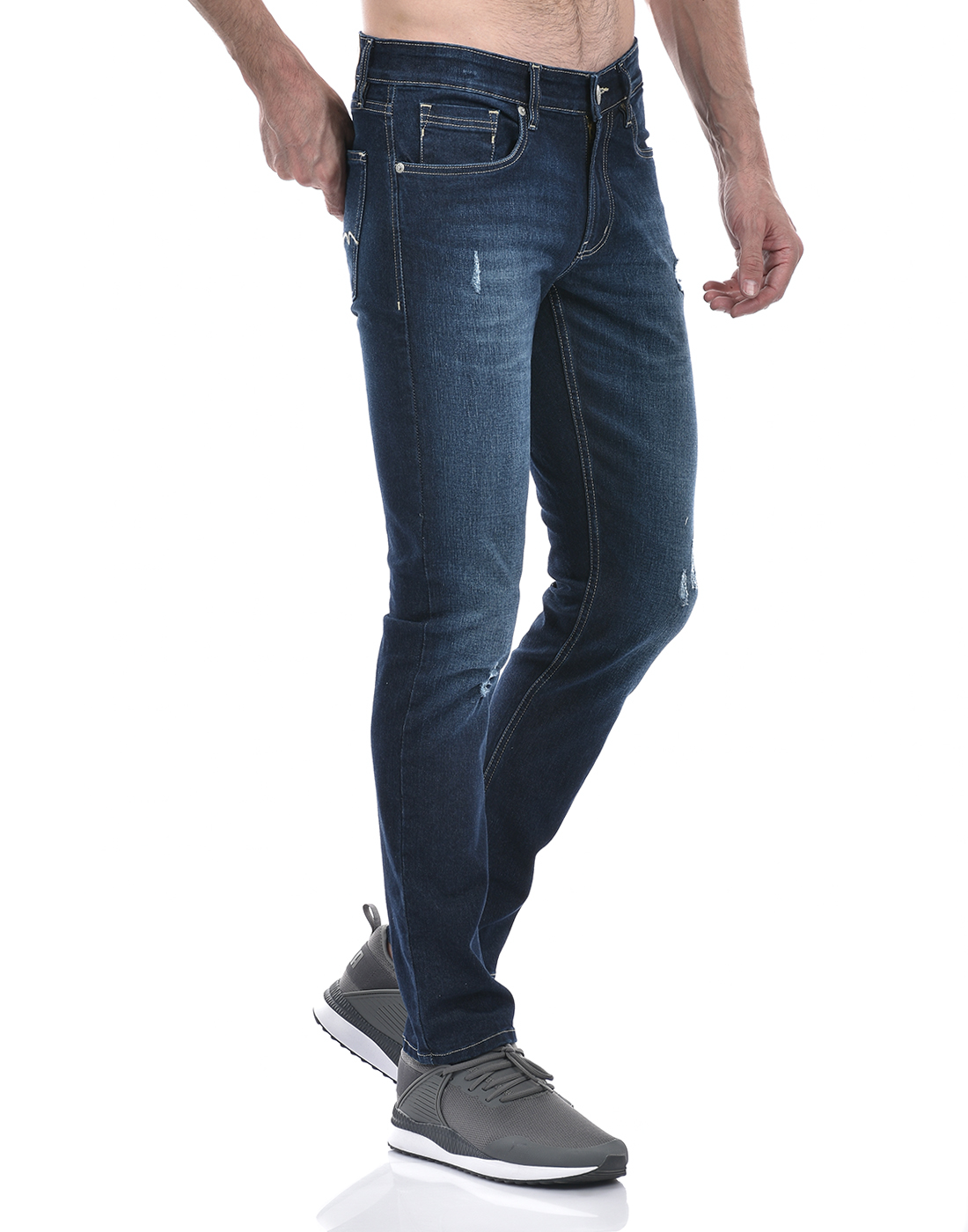 Numero Uno Men Solid Dark Blue Jeans
